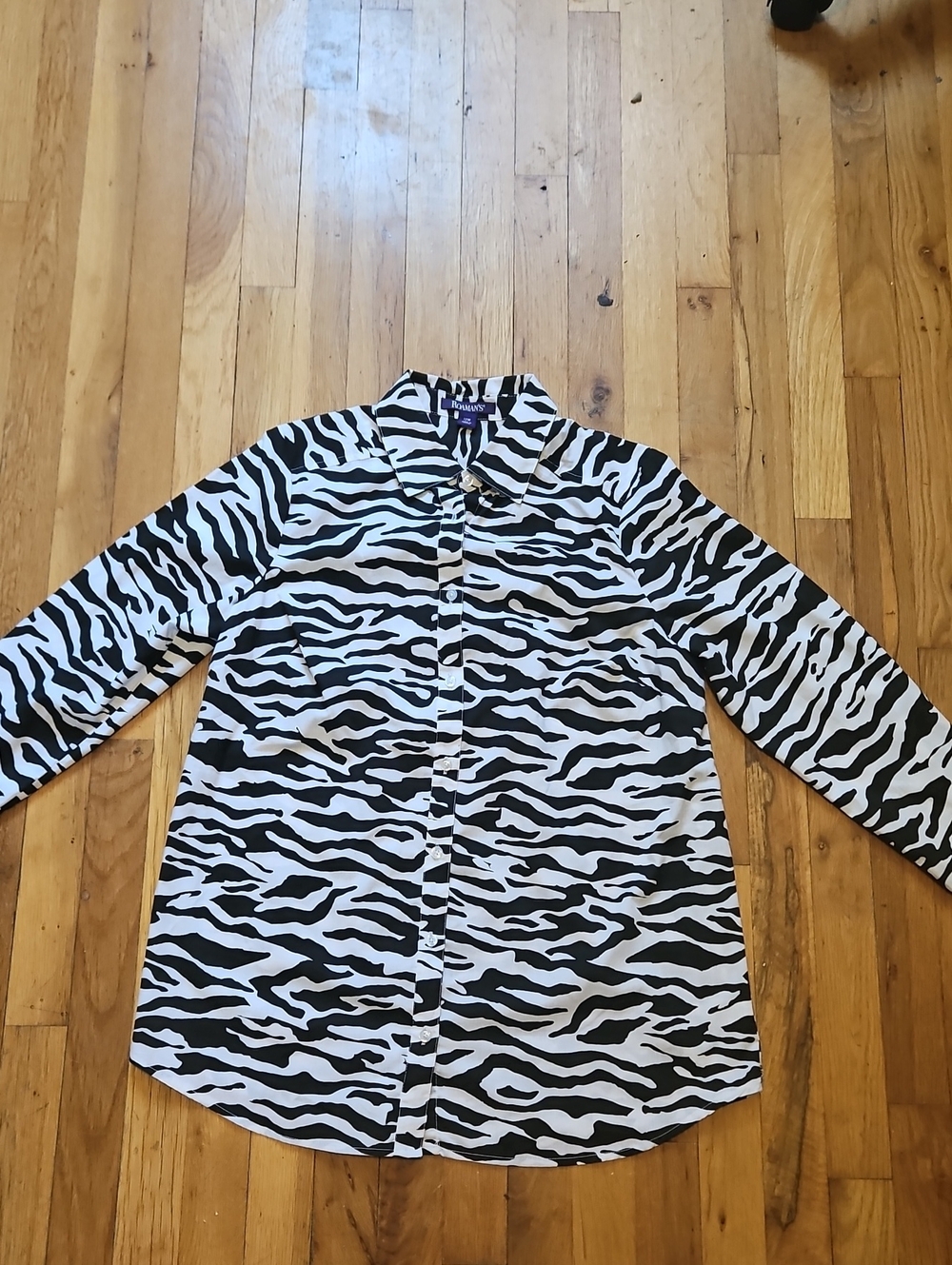 Roaman's Zebra print Button Up. Long Sleeve Shirt